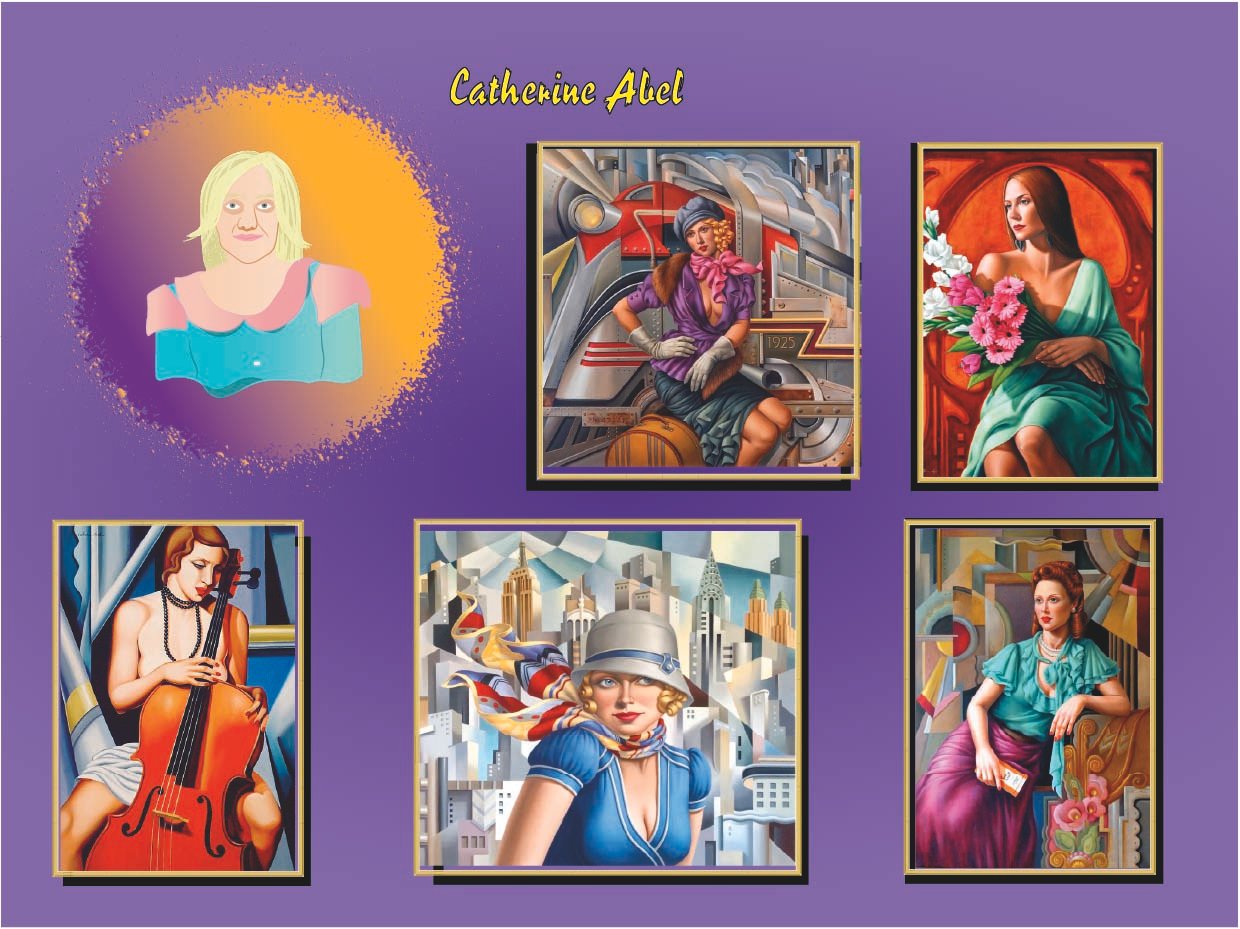Retrato ilustrado de Alessandra Maria, artista del Art Déco contemporáneo