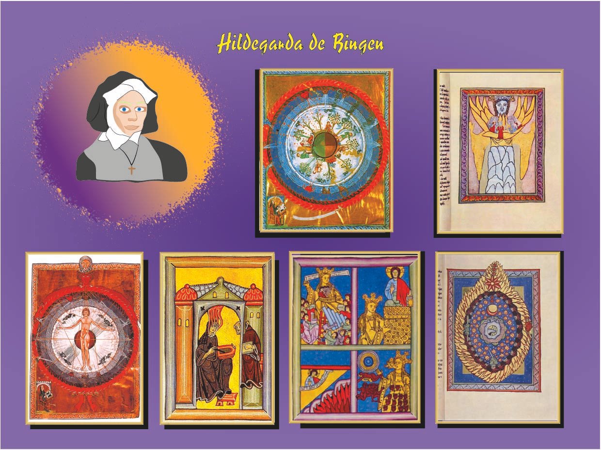 Retrato ilustrado de Hildegarda de Bingen