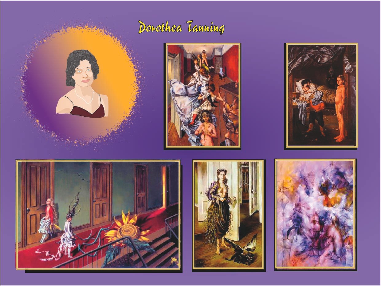 Retrato ilustrado de Dorothea Tanning