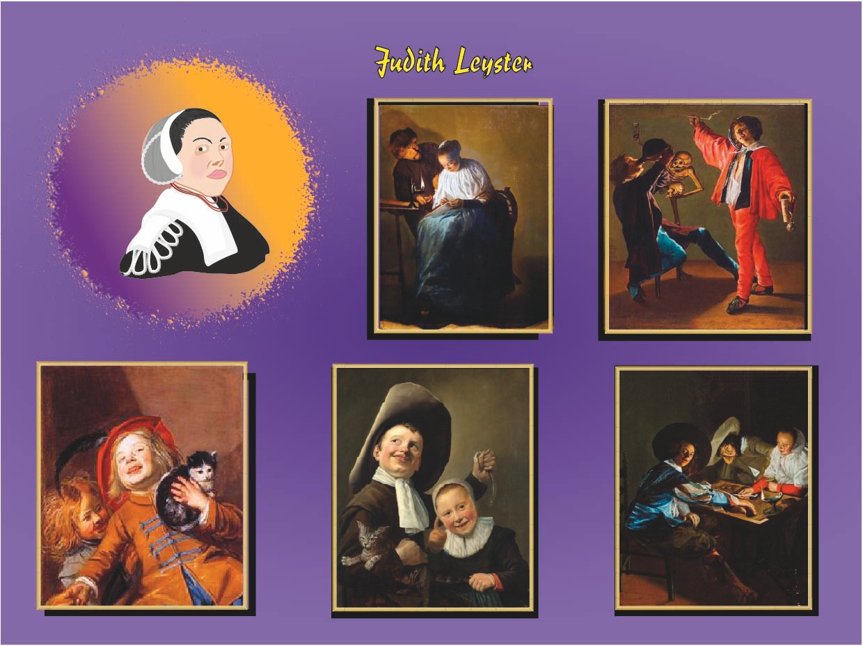 Retrato ilustrado de Judith Leyster, pintora neerlandesa de la Edad de Oro