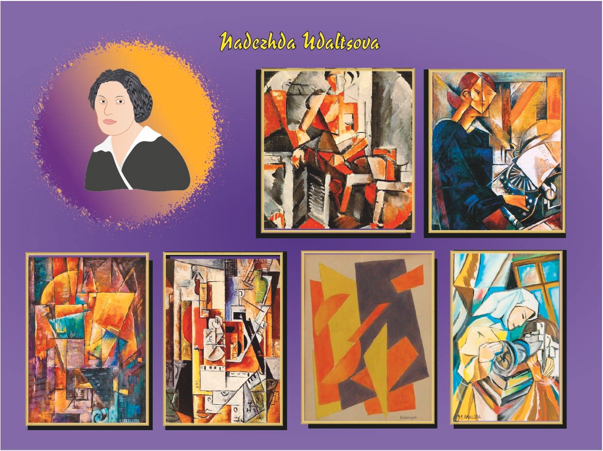 Retrato ilustrado de Nadezhda Udaltsova, pintora cubista rusa