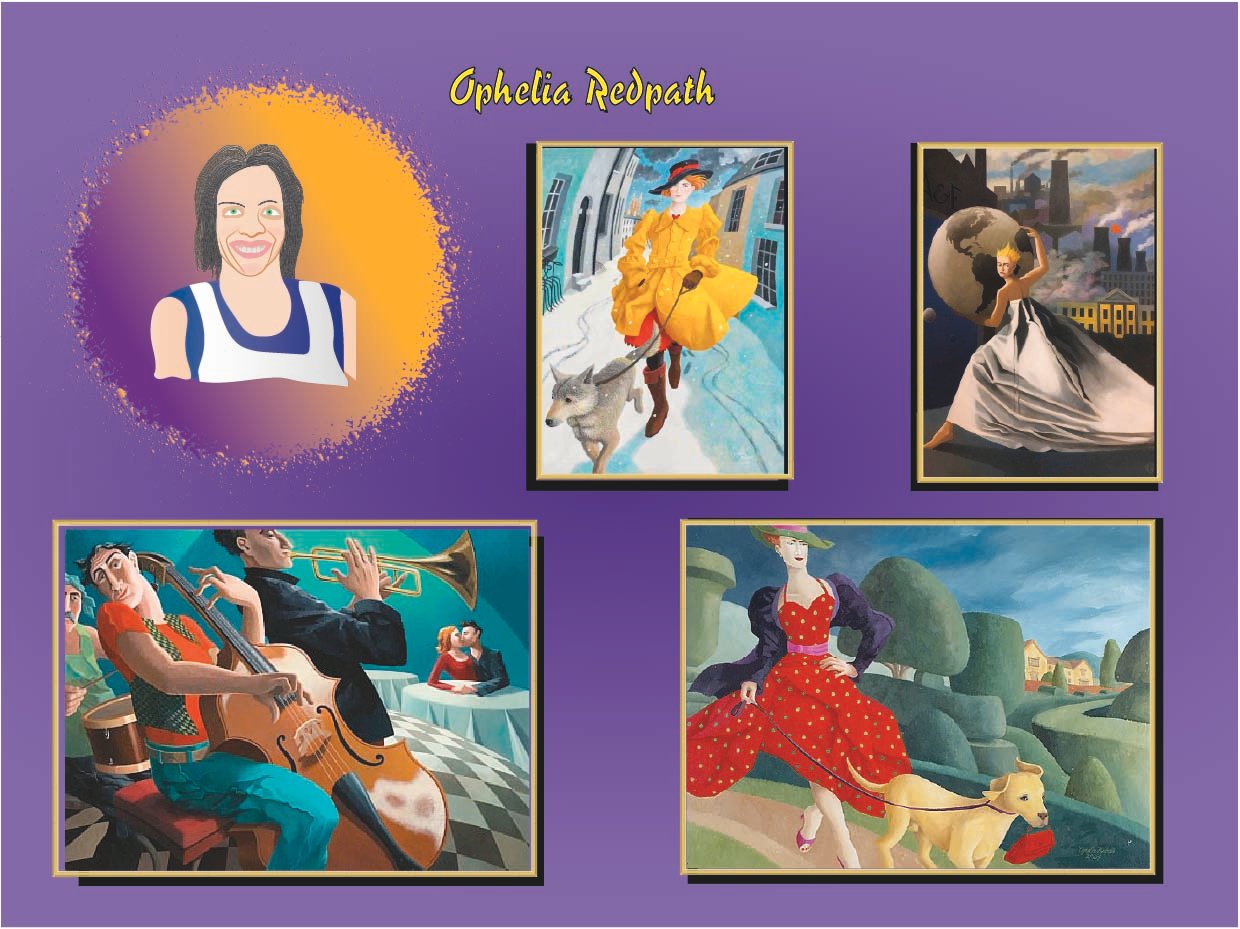 Retrato ilustrado de Ophelia Redpath, pintora ecofeminista británica