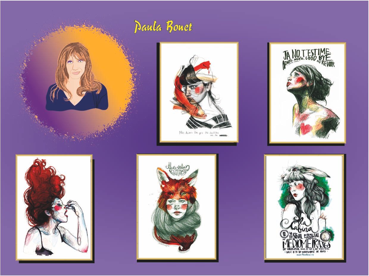 Retrato ilustrado de Paula Bonet, artista feminista española