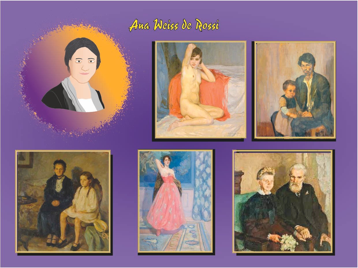 Retrato ilustrado de Ana Weiss de Rossi, pintora argentina