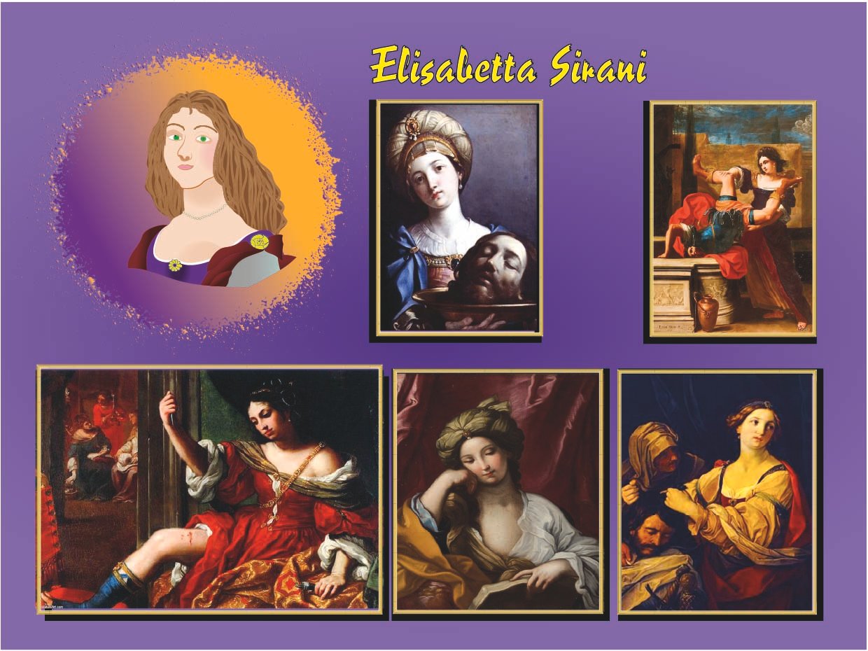 Retrato ilustrado de Elisabetta Sirani, pintora boloñesa del Barroco