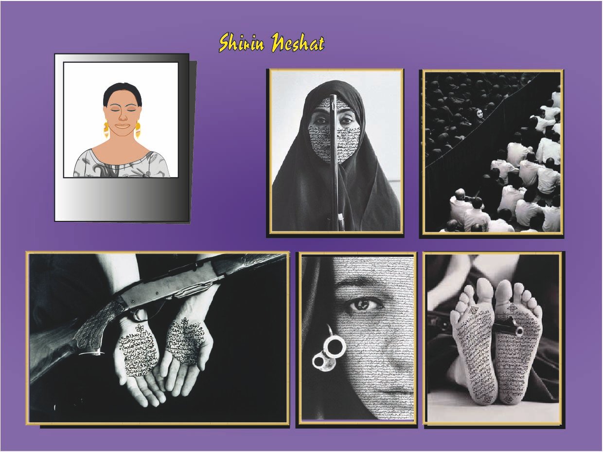 Retrato ilustrado de Shirin Neshat